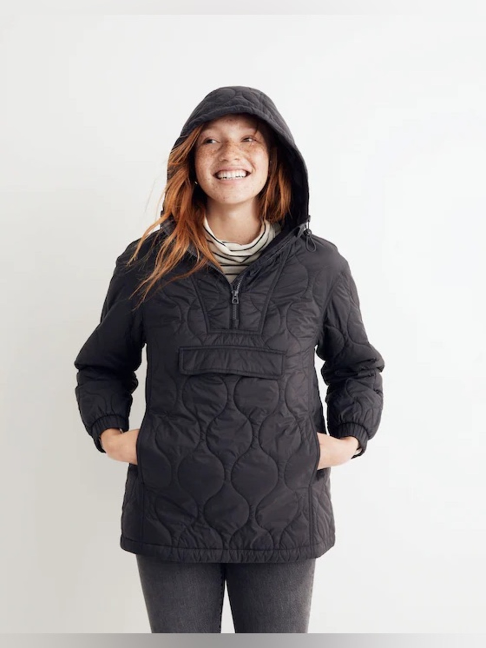 Madewell Quilted Packable Popover Puffer Jacket new without tags size XS gray ✨